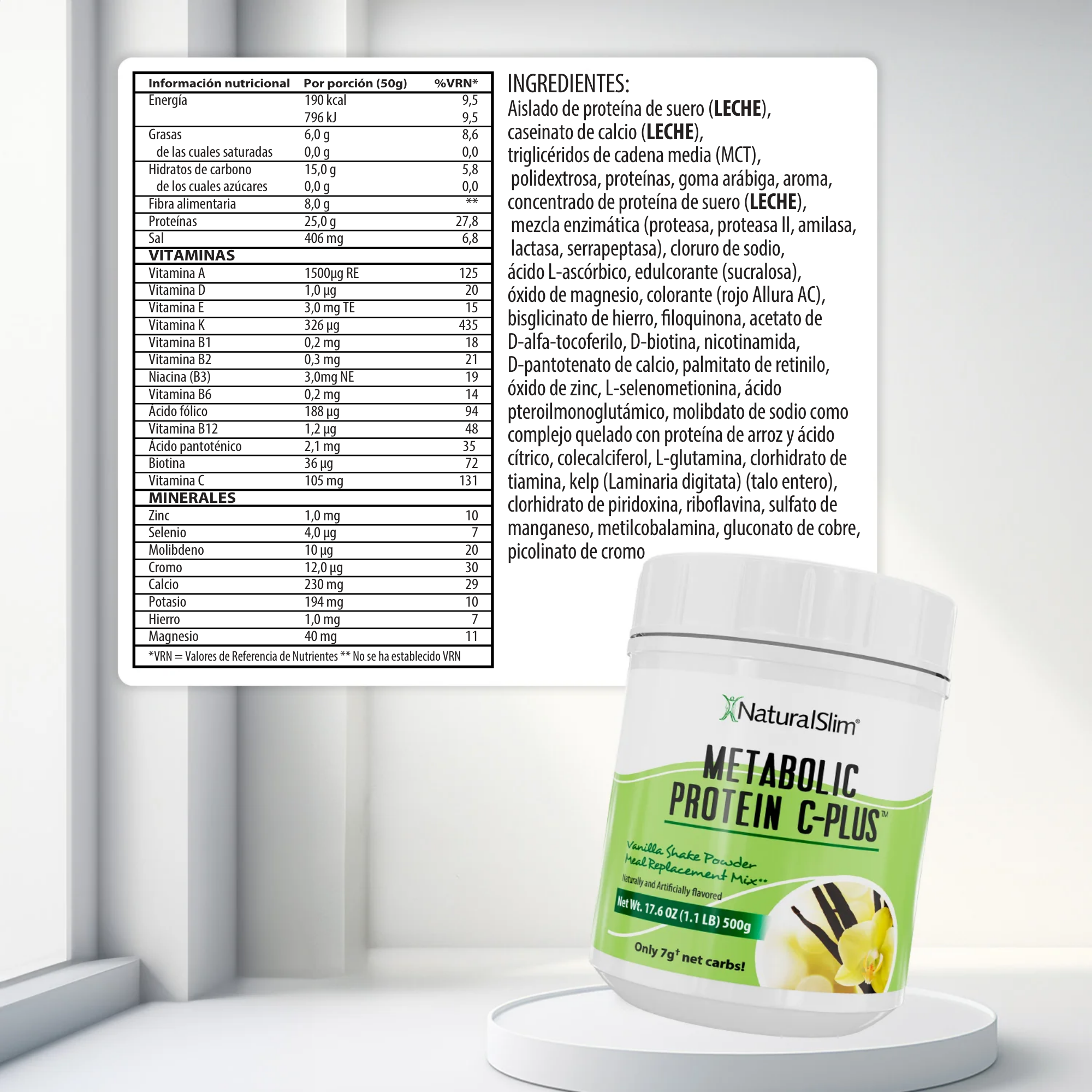 Metabolic Protein C-Plus Vanilla información nutricional
