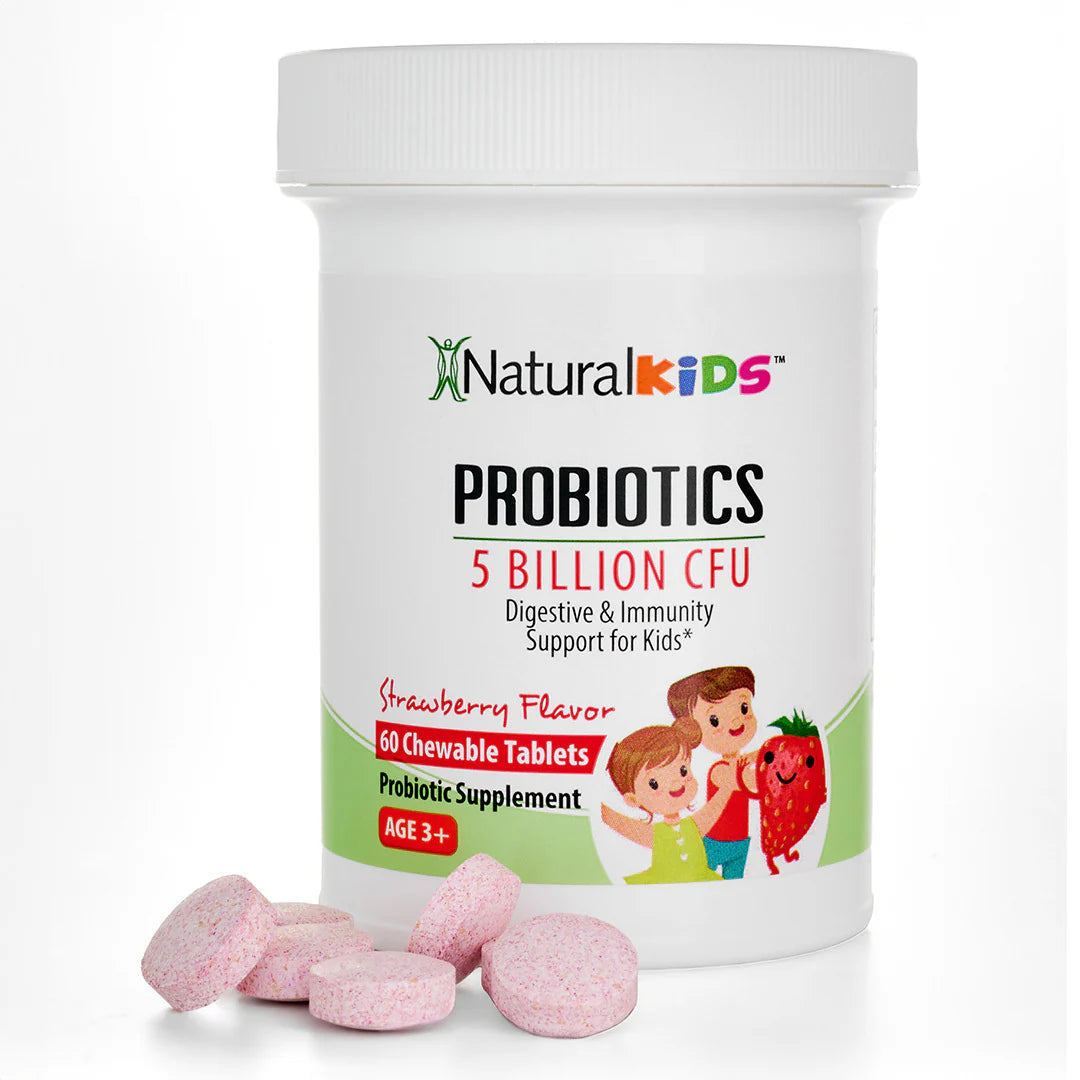 NaturalKids® PROBIOTICS™ Kauwtabletten 5 Miljard CFU's per portie | Kauwtabletten Probiotica 60 Kauwtabletten | Aardbeiensmaak