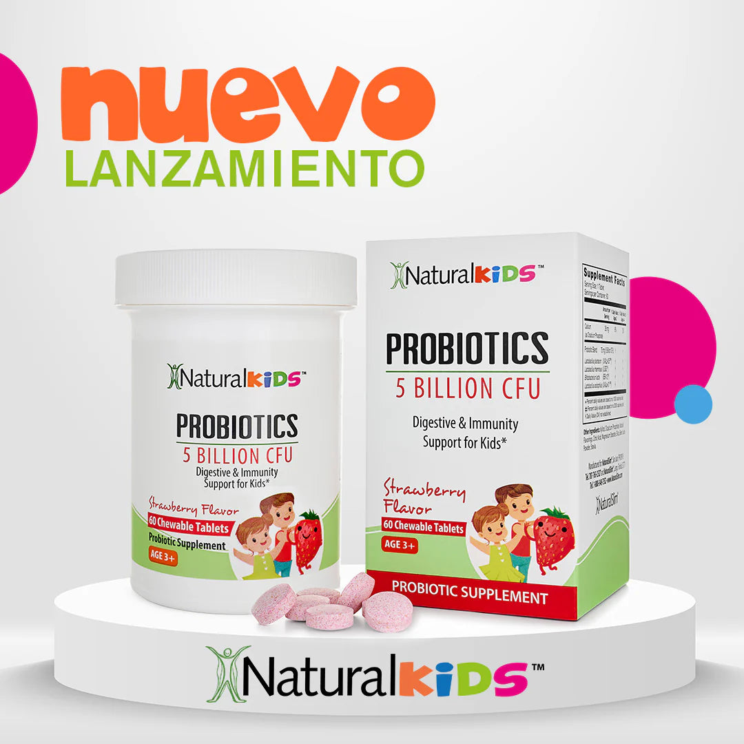 NaturalKids® PROBIOTICS™ Kauwtabletten 5 Miljard CFU's per portie | Kauwtabletten Probiotica 60 Kauwtabletten | Aardbeiensmaak
