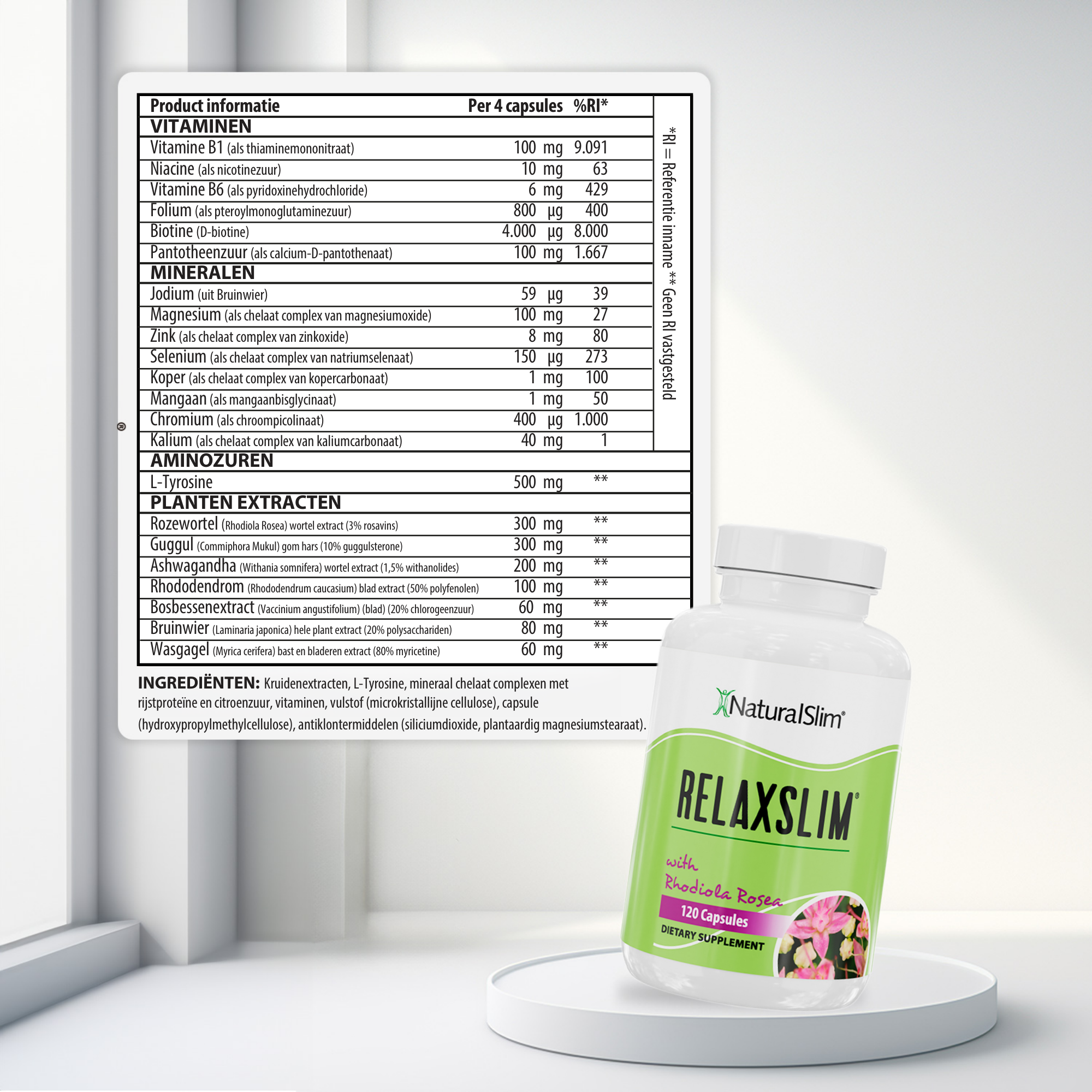 RelaxSlim voedingswaarde-informatie