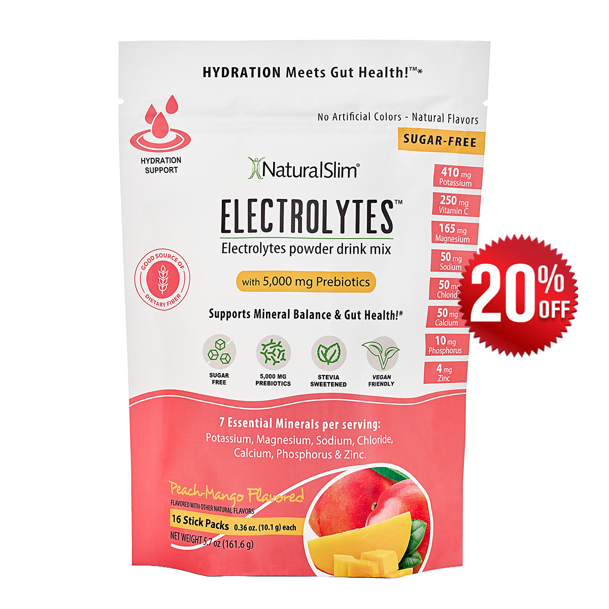 NaturalSlim Electrolitos™ Melocotón-Mango