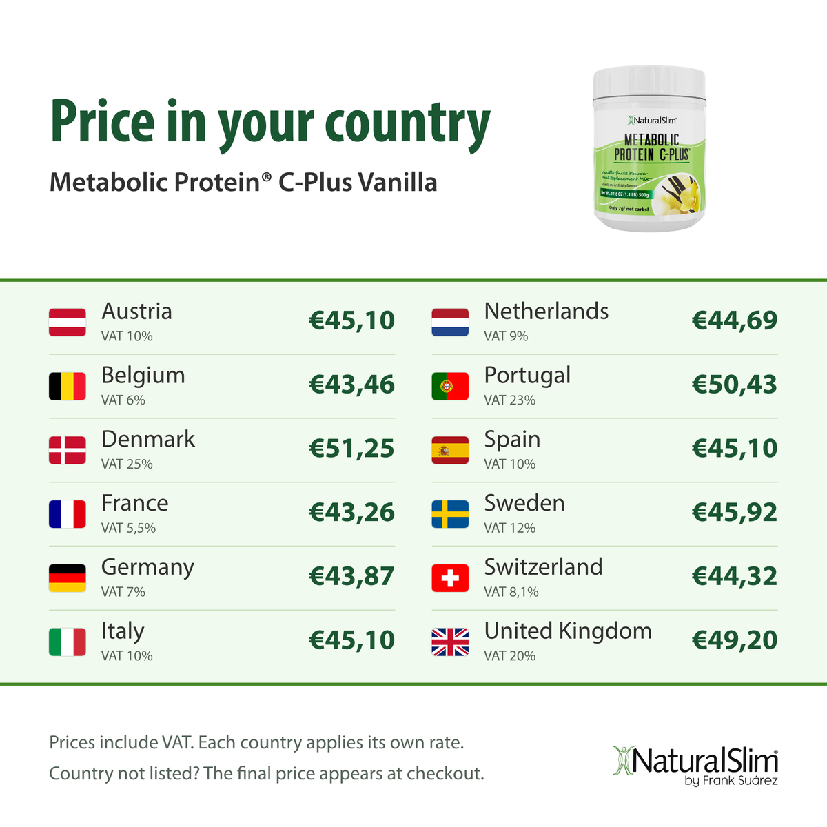 Price in your country: Metabolic Protein® C-Plus Vanilla